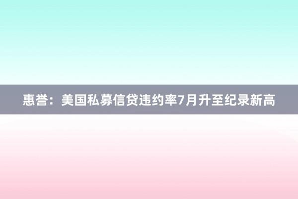 惠誉：美国私募信贷违约率7月升至纪录新高