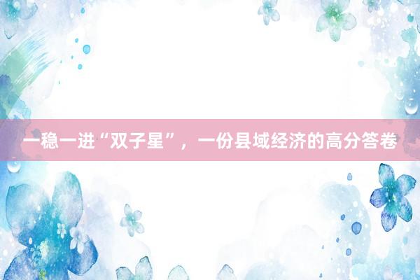 一稳一进“双子星”，一份县域经济的高分答卷