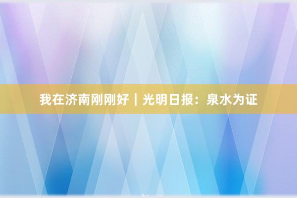 我在济南刚刚好｜光明日报：泉水为证