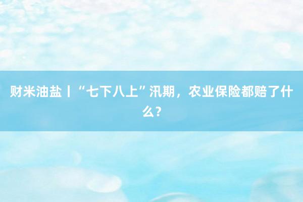财米油盐丨“七下八上”汛期，农业保险都赔了什么？