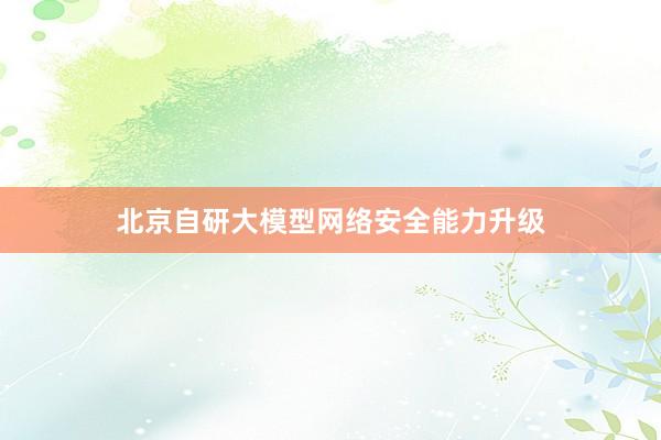北京自研大模型网络安全能力升级