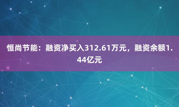 恒尚节能：融资净买入312.61万元，融资余额1.44亿元