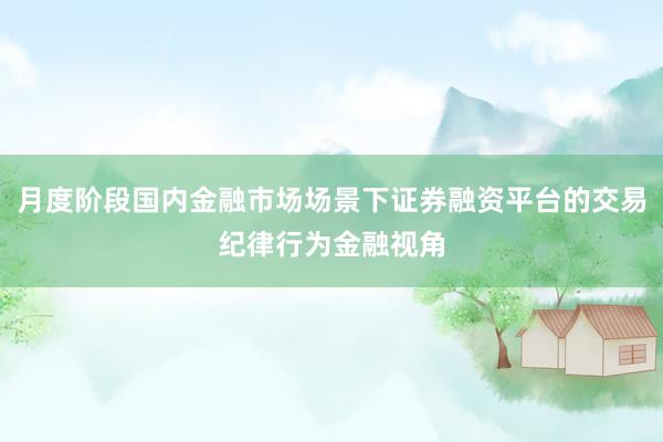 月度阶段国内金融市场场景下证券融资平台的交易纪律行为金融视角