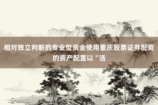 相对独立判断的专业型资金使用重庆股票证券配资的资产配置以“活