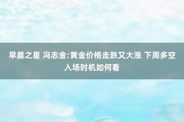 早晨之星 冯志金:黄金价格走跌又大涨 下周多空入场时机如何看