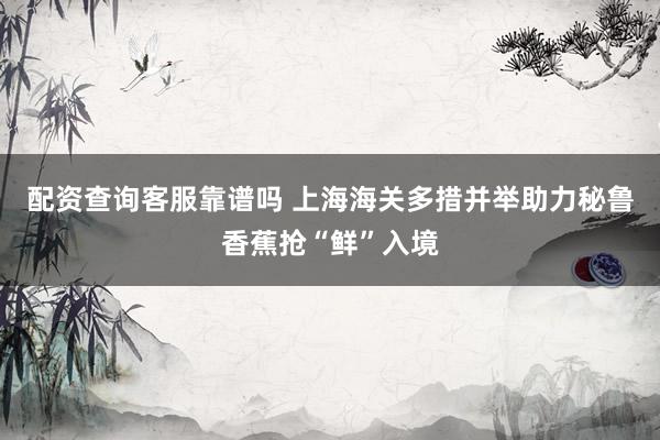 配资查询客服靠谱吗 上海海关多措并举助力秘鲁香蕉抢“鲜”入境