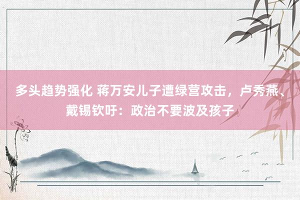 多头趋势强化 蒋万安儿子遭绿营攻击，卢秀燕、戴锡钦吁：政治不要波及孩子
