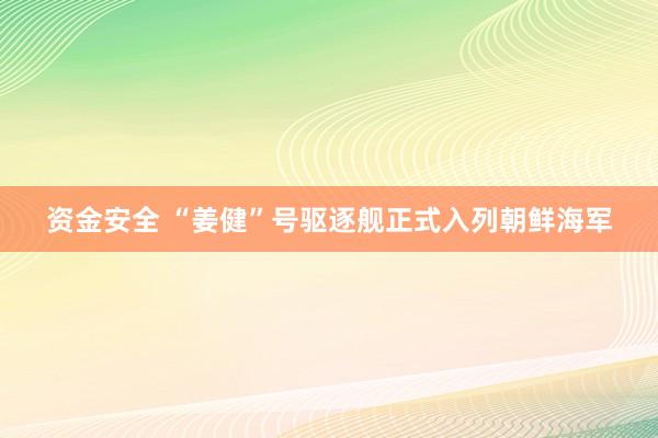 资金安全 “姜健”号驱逐舰正式入列朝鲜海军