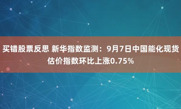 买错股票反思 新华指数监测：9月7日中国能化现货估价指数环比上涨0.75%