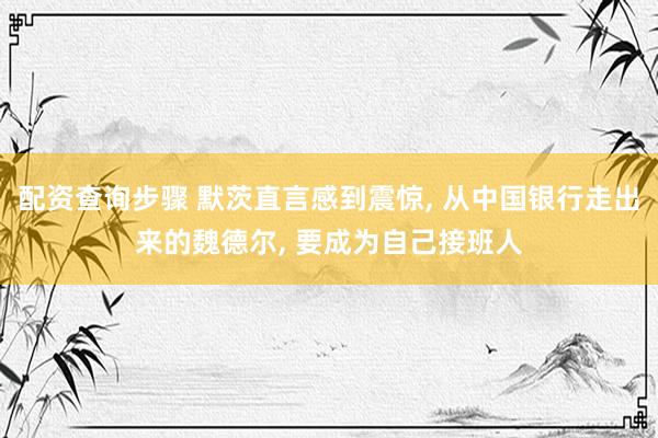 配资查询步骤 默茨直言感到震惊, 从中国银行走出来的魏德尔, 要成为自己接班人