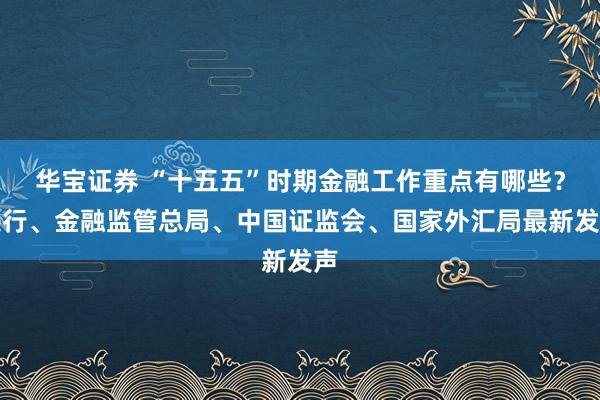 华宝证券 “十五五”时期金融工作重点有哪些？央行、金融监管总局、中国证监会、国家外汇局最新发声
