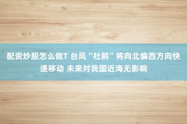 配资炒股怎么做T 台风“杜鹃”将向北偏西方向快速移动 未来对我国近海无影响