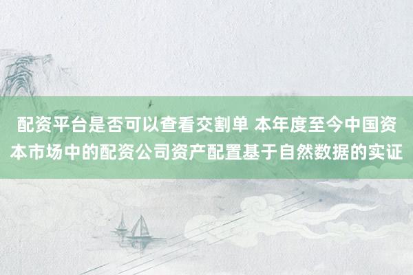 配资平台是否可以查看交割单 本年度至今中国资本市场中的配资公司资产配置基于自然数据的实证
